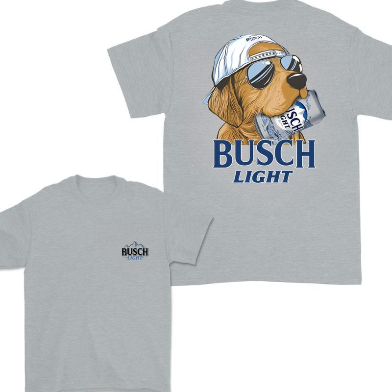 Busch Light Hunting Dog 2 Sided T-shirt, Busch Light T-Shirt Full Color For Men and Women, Unisex Outdoors Funny Beer Printed T-shirt