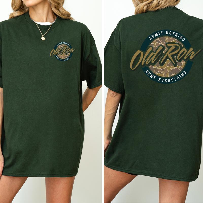 Vintage 80s Old Row Camo Shirt 2-Sided, Old Row Circle Logo Printed Tee, Retro OldRow T-shirt, Hunting Tee, Summer Drink Tee, Drinking Tshirt, Soft Co