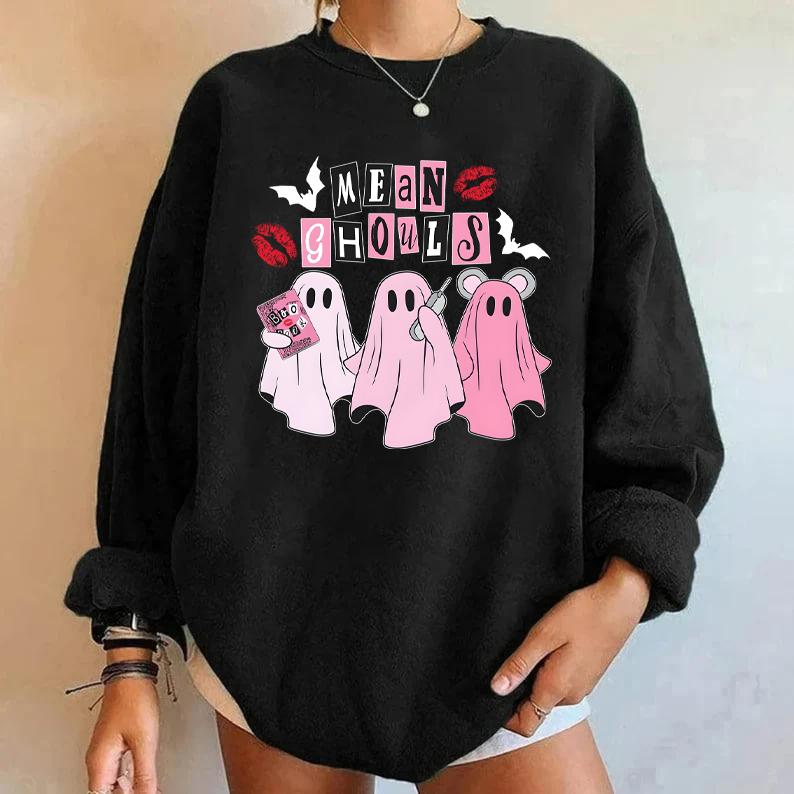 Mean Ghouls Sweatshirt, Cute Pink Ghosts Sweatshirt, Halloween Party Hoodie, Halloween Gifts, Halloween Ghost Sweatshirt, Spooky Season, Halloween Mea