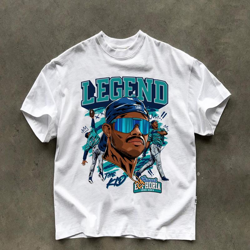 Ken Griffey Jr The Kid Basketball Legend Signature Vintage Style T-Shirt Streetwear Menswear Top Shortsleeve Sports Tshirt Classic Tee Casual