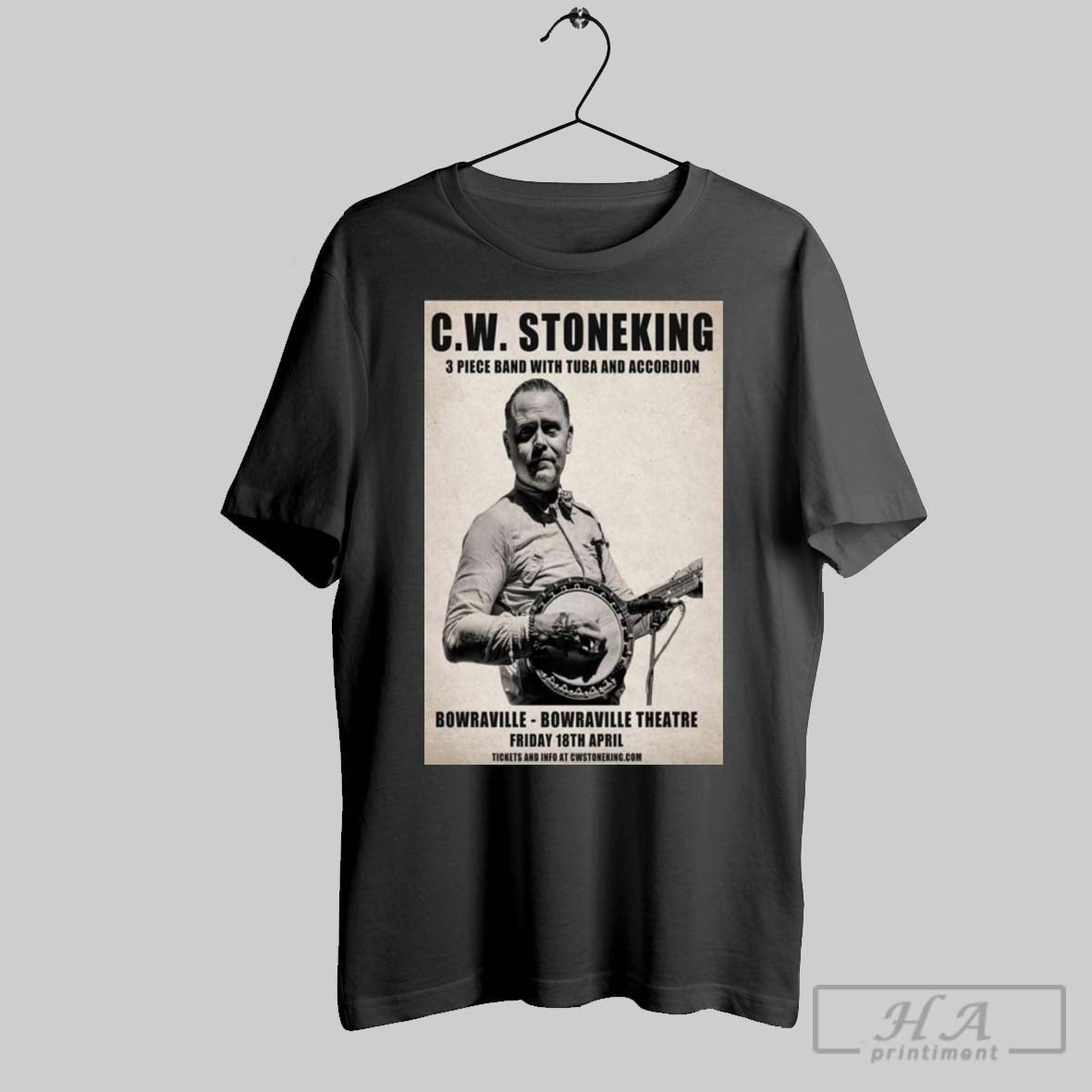 Poster C W Stoneking 3 Piece Band With Tuba And Accordion April 18 2025 Bowraville Australia T Shirt