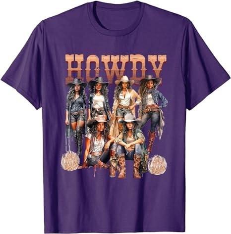 Howdy Black Cowgirl Western Rodeo Melanin History Texas T-Shirt