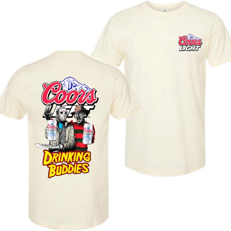 Coors Light , Beer, Jason Voorhees And Freddy Krueger Drink Buddies Coors Light Beer 2 Sides T-shirt, Coors Light Halloween Shirt, Halloween Shirt, Fo