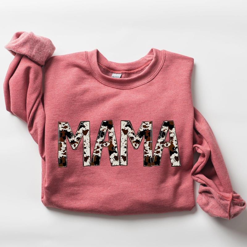 Mama, Cow Print, Mom, Mother's Day Gift Sweatshirt Casual Comfort Womenswear Comfortable Graphic