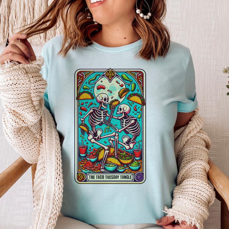 Tarot Card Tshirts The Pickle Lover Tee Food taco t-shirt boba tea shirt pizza Tee hot dog taco tuesday T-shirt Skull Tops Skeleton Tees Funny Skeleto