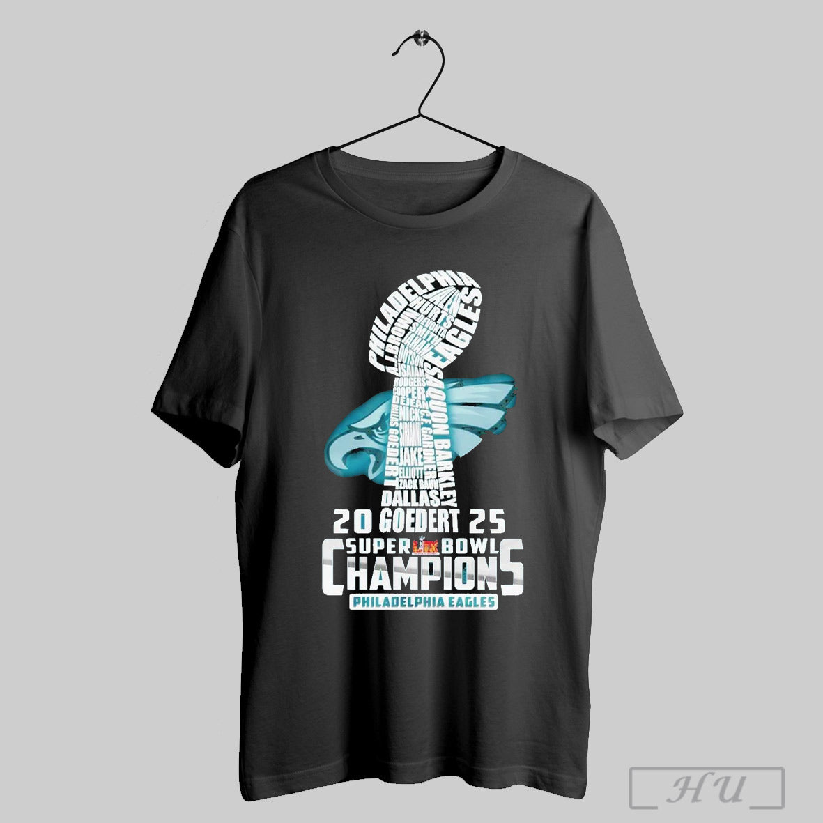 Philadelphia Eagles Trophy Player Names Super Bowl Lix 2025 Champions T Shirt Sweatshirt