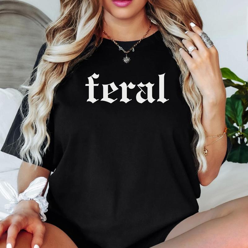 Feral Graphic Tee Shirt for Men - Cowgirl Design, Short Sleeve, Fitted, Machine Washable - All Seasons Fashion Top - Menswear Underwear Streetwear