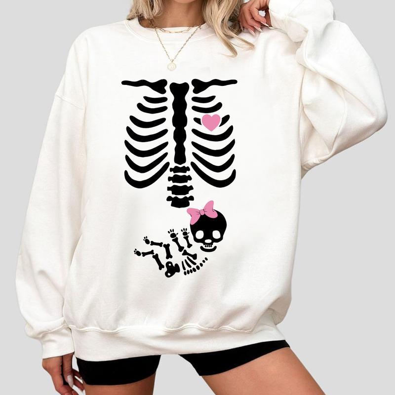 Skeleton Maternity Halloween Sweatshirt, Pregnancy Announcement Sweat 2024, Pregnant Costume, Fall New Mom Sweater, Mommy to Be, Halloween Gift For Al