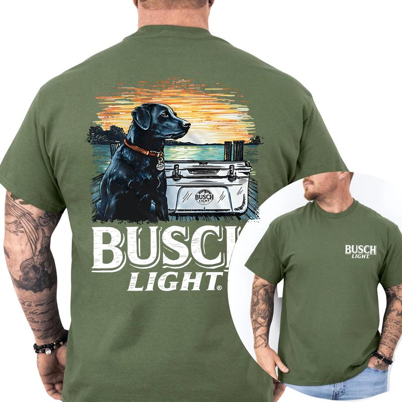 Busch Light Dog Men Limited T-shirt 2 Sides, Gift For Men, Love, Athletic, Casual Classic Cotton, Menswear