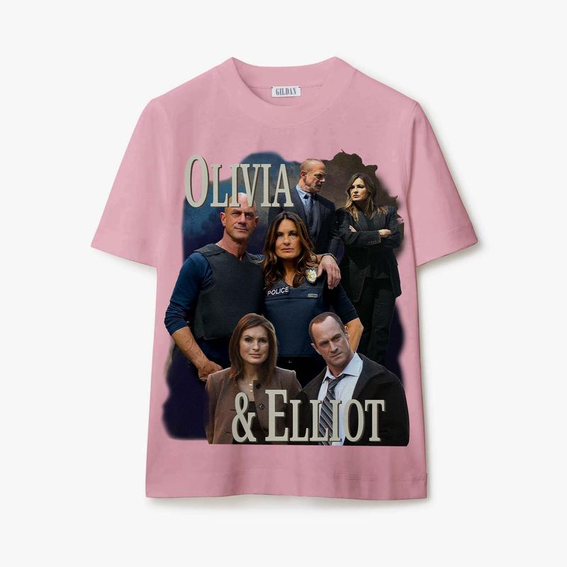 Olivia Benson Elliot Stabler Shirt Bootleg Y2K Style Shirt Classic Cotton casual tee