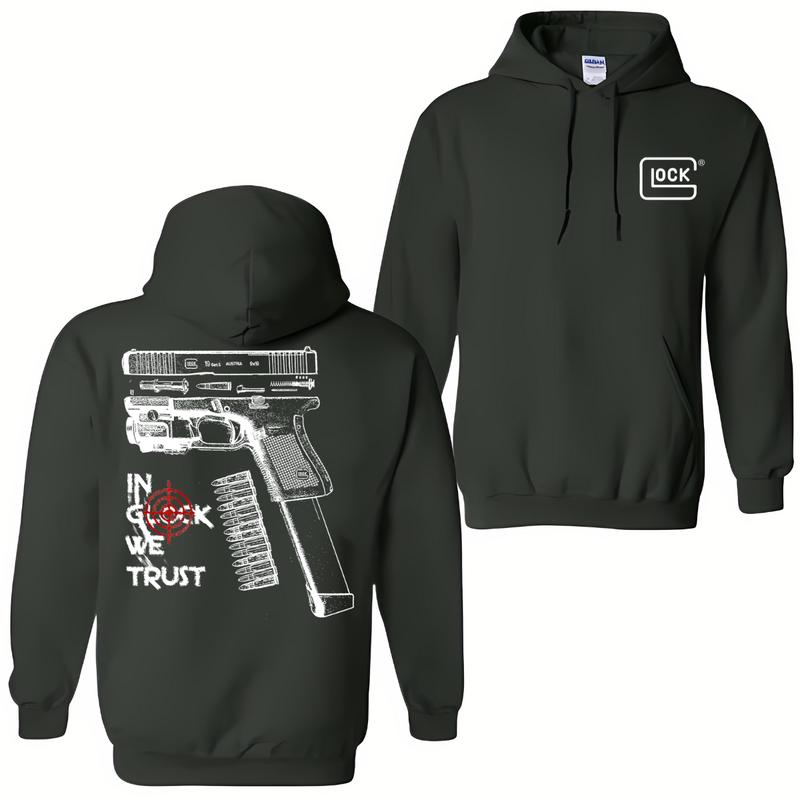 In GLock We Trust Hoodie - Glock Shirt- Full Color Double Sided - Men's & Women's Classic Fit Long Sleeve Hoodie - Menswear Casual Underwear