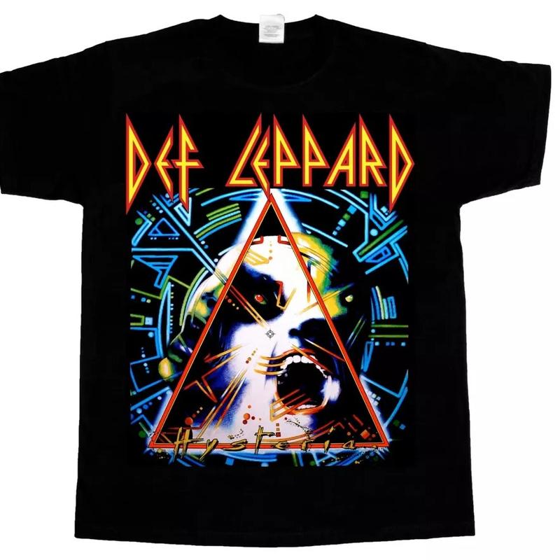 Def Leppard Hysteria Tour Pyromania New T-Shirt Cotton Fabric