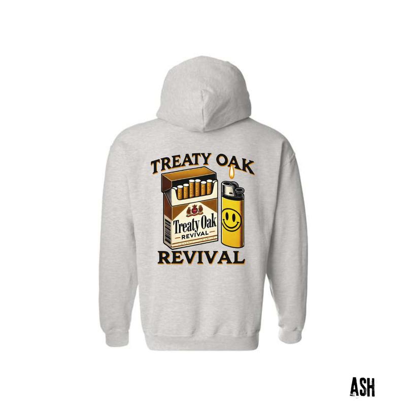 Treaty Oak Revival 1 Sides Hoodie, Bold Graphic of a Cigarette Pack and Lighter Design Shirt Long Sleeve Tops Man Pullover Sweaters Menswear