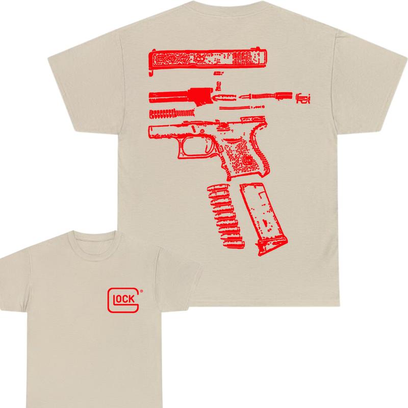 IN GLOCK WE TRUST 2 side T-shirt,Design Red, T-shirt For Men, GIft For Men,Full color, Menswear Top