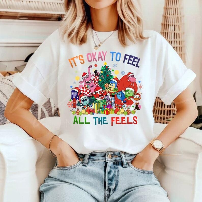Inside Out It's Okay To Feel All The Feels Christmas Shirts, Custome Inside Out Mental Health Christmas Sweatshirt T-shirts Hoodie, Christmas Gifts