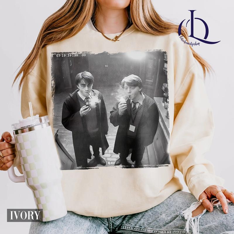 Harry and Ron Smoking T-Shirt, Funny Harry And Ron Shirt, Meme 90s Vintage Shirt, Potter Tshirt, Wizarding Fan, Birthday Gift Potter