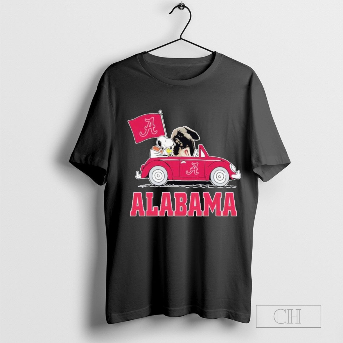 Peanuts Snoopy And Woodstock X Mascot Alabama Crimson Tide Drive Car T-Shirt