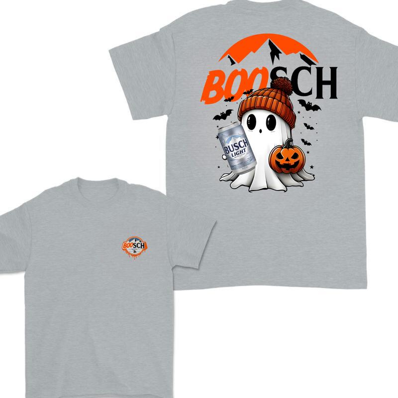 Boosh Light Cute Boo Ghost Halloween 2 Sided T-Shirt, Busch Light Halloween Shirt For Men And Women, Halloween Cute Ghost Trendy Shirt