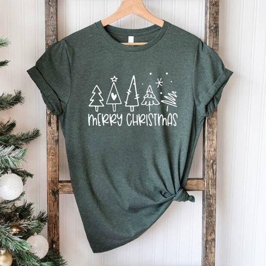 Christmas Trees T-Shirt, Shirts For Women, Christmas Tee, Cute Christmas Shirts, Holiday Tee