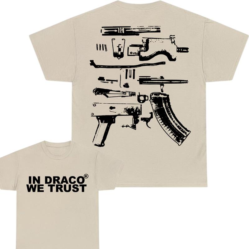 IN DRACO WE TRUST T-SHIRT, 2 SIDE - UNISEX - Design Color Black & White, Men's top - T-shirt , - For Men & Women Tee