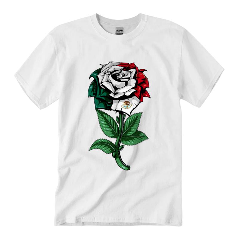 Mexico Flag Mexican T-Shirt Unisex Classic Cotton Collar Fabric Top