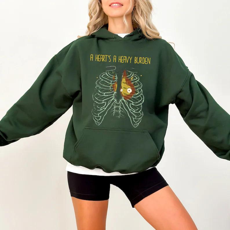 A heart's A Heavy Burden T-shirt Sweatshirt Hoodie Sophie Hatter quote Miyazaki sweatshirt Anime sweatshirt Howls Castle Shirt