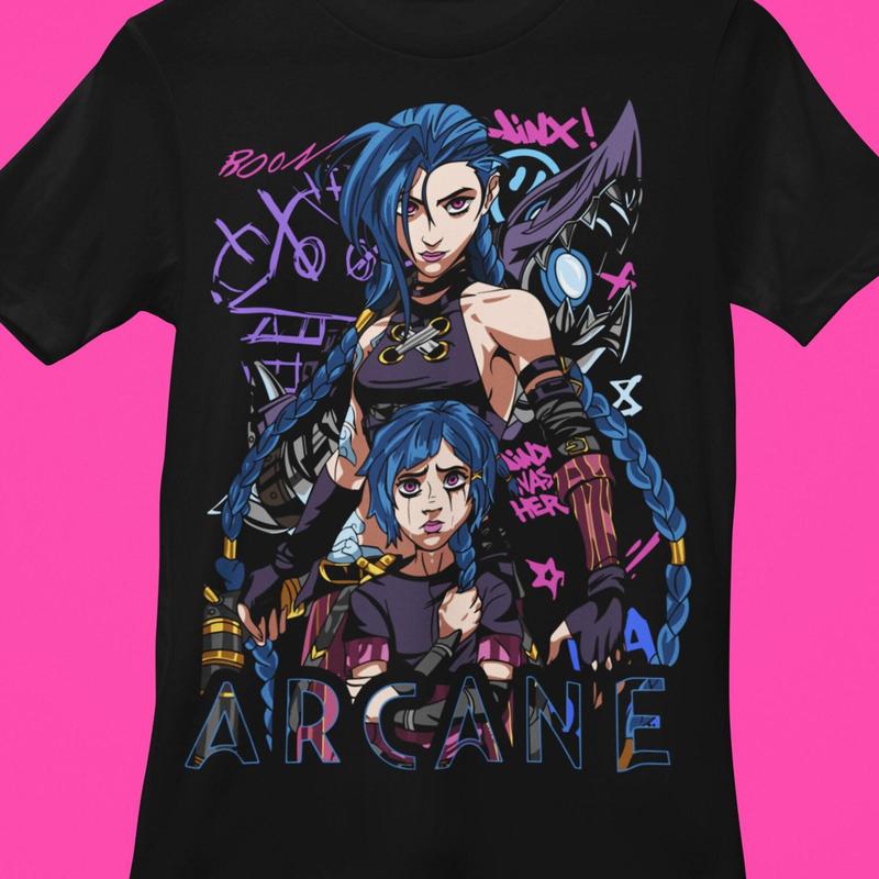 Jinx Arcane TShirt , Gaming Shirt , Lol Shirt , Video Game Shirt , Moba Game Shirt , Gamer Shirt , Game Lover Shirt , Gaming Legend Apparel