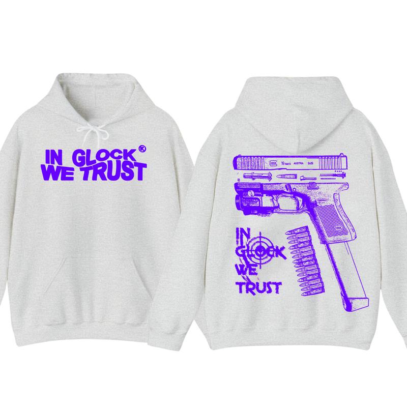 IN GLOCK WE TRUST LIMITED EDITON HOODIE -Full color - Classic Menswear - Glock shirt - For her - for him -Glock Hoodie