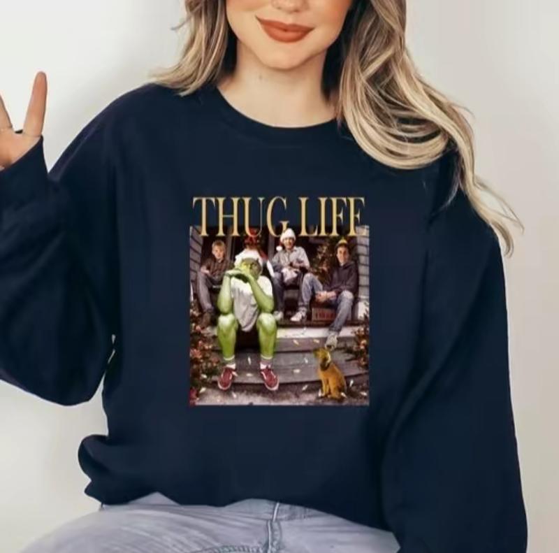 Thug Life Christmas Movie Shirt, Christmas Friends Sweatshirt, Thug Life Christmas Movie Sweater, Christmas Gifts Casual Collar