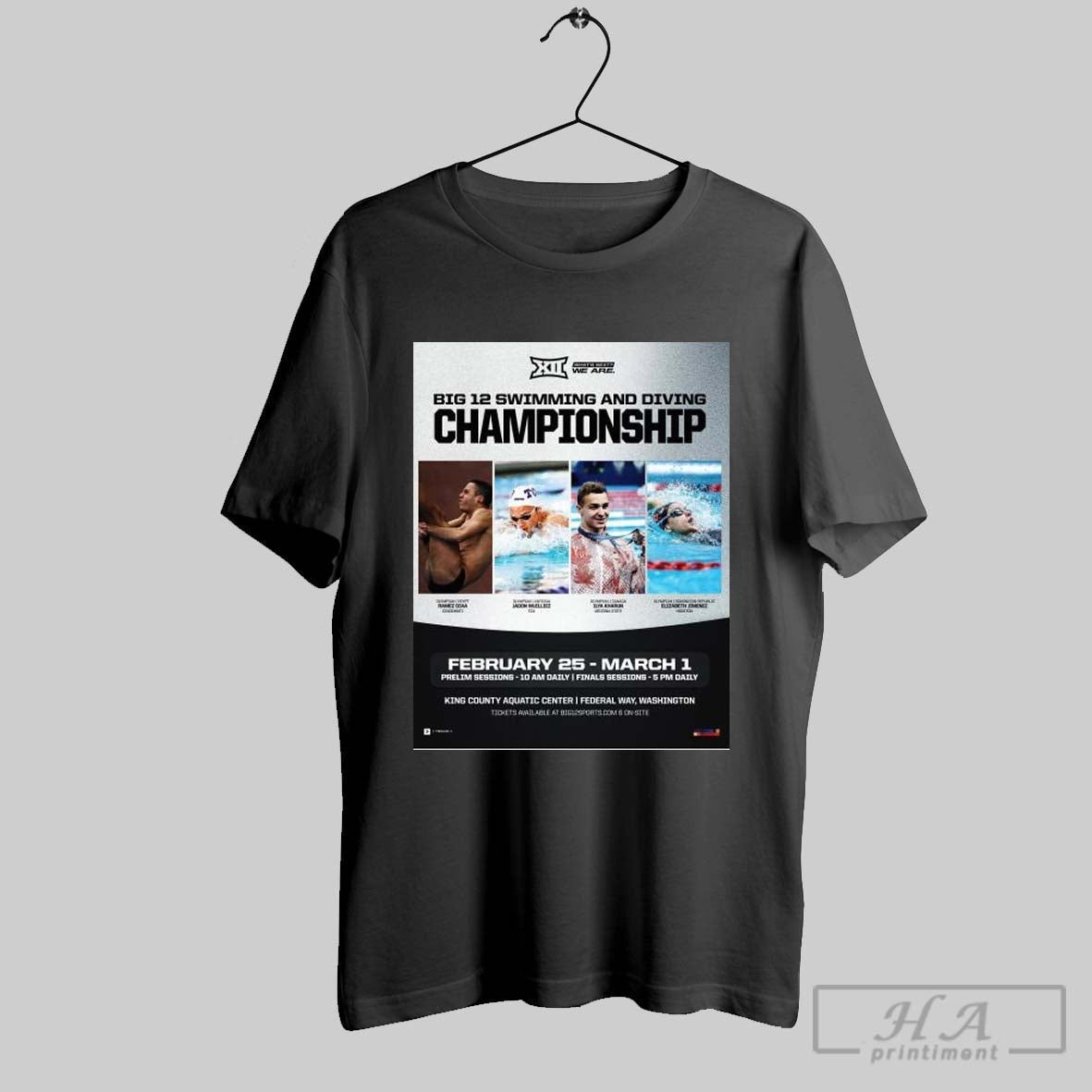 Poster Big 12 Swimming And Diving Championship Feb 26 To March 1 2025 King County Aquatic Center Washington T Shirt