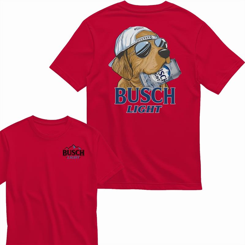 Busch Light Hunting Dog 2 Sided Cotton T-shirt for Men and Women, Tshirt Streetwear Breathable Crewneck