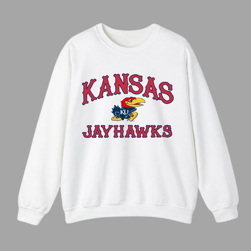 University Of Kansas Jayhawks Vintage White T-Shirt, Sweatshirt Menswear ncaa college