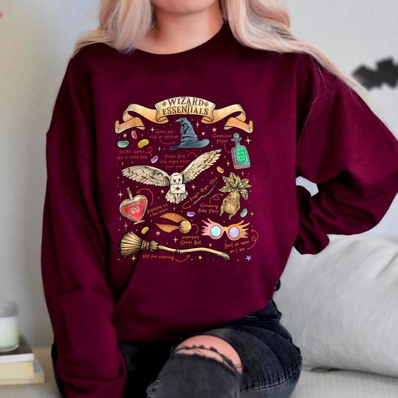 HP Iconic Quotes Unisex Sweatshirt, Hogwarts Hoodie, Harry T-Shirt, Cotton Relaxed Fit Sweaters Pullover potterhead gift