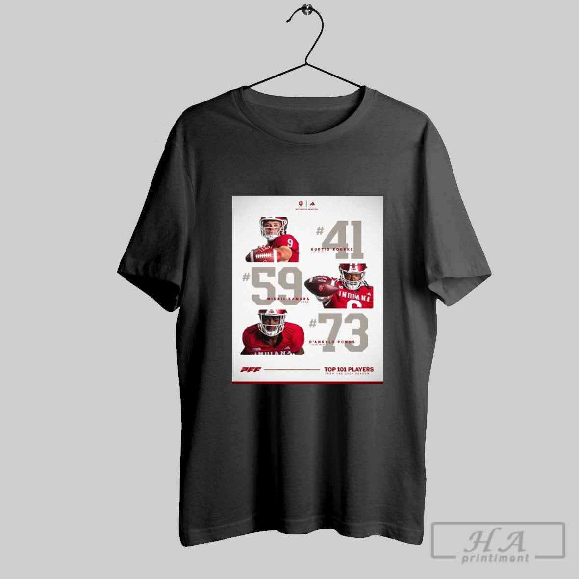 Pff Top 101 Of The Season 2024 Kurtis Rourke Mikail Kamara Dangelo Ponds Indiana Hoosiers Poster T Shirt