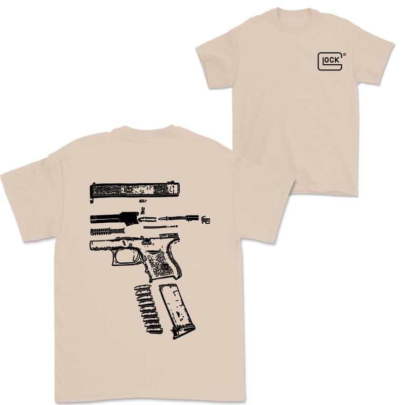 In Glock We Trust Men's Wear Tee, Featuring Black and White Designs for Both Hoodies and T-shirts