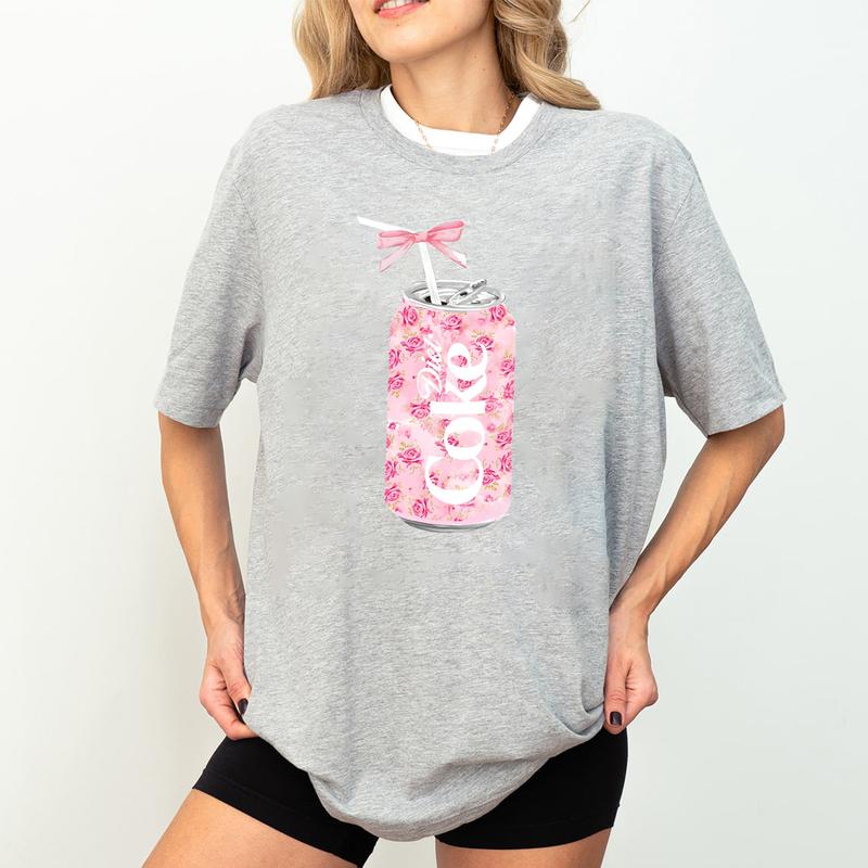Coquette Diet Coke Sweatshirt, Floral Diet Coke Shirt, Cute Baby Pink Bow Tee, Trendy Soda Can With Roses, Fun Coke Lover Gift