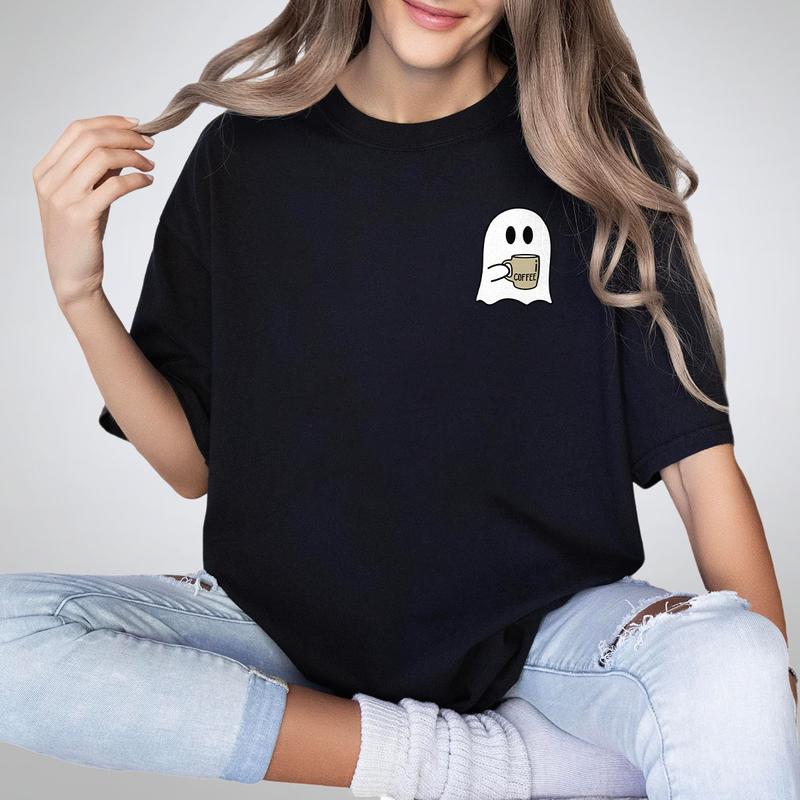 Spooky Coffee T-shirt, Cute Spooky T-shirt, Womens Ghost Shirts, Spooky Season Tee, Ghost Halloween Shirt, Fall Coffee Lover Shirt, Halloween Party Sh