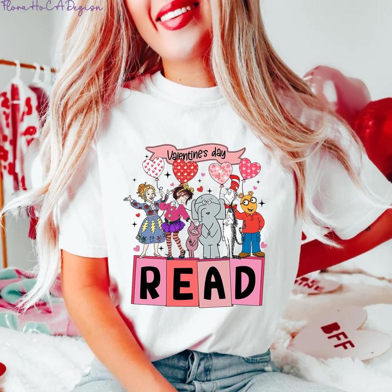 Read Children's Book Valentine Shirt, Read Children's Books Characters Shirt, Teacher Valentine Gift, Funny Teacher Tee, Teacher Squad Shirt 4X
