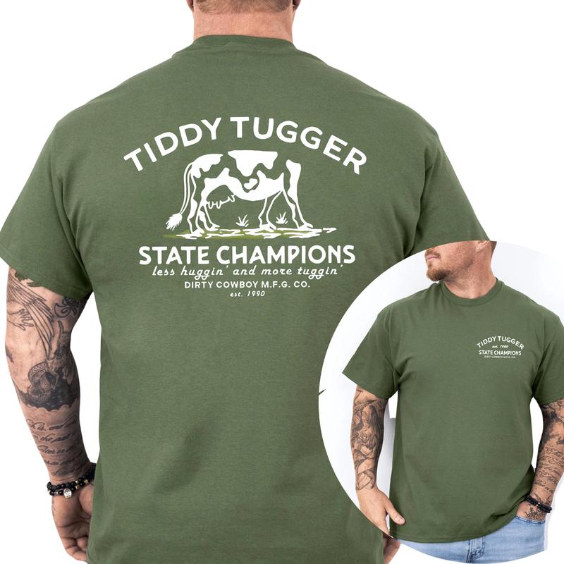 Vintage TIDDY TUGGER 1990 State Champions 2-Sided Shirt for Men, Men's Cowboy Tee, Cow Lover Gift Ideas, Classic Menswear, Soft Tshirt Cotton Tops