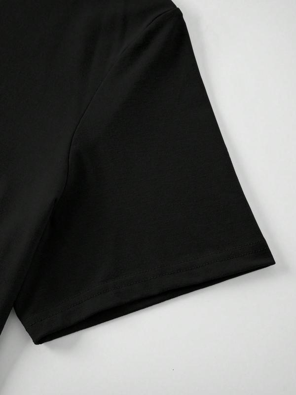 Men's Regular Fit Letter & Earth Print Round Neck Tee, Casual Short Sleeve Crew Neck T-shirt for Summer, Graphic Tees, Fashion Men's Streetwear Top fo