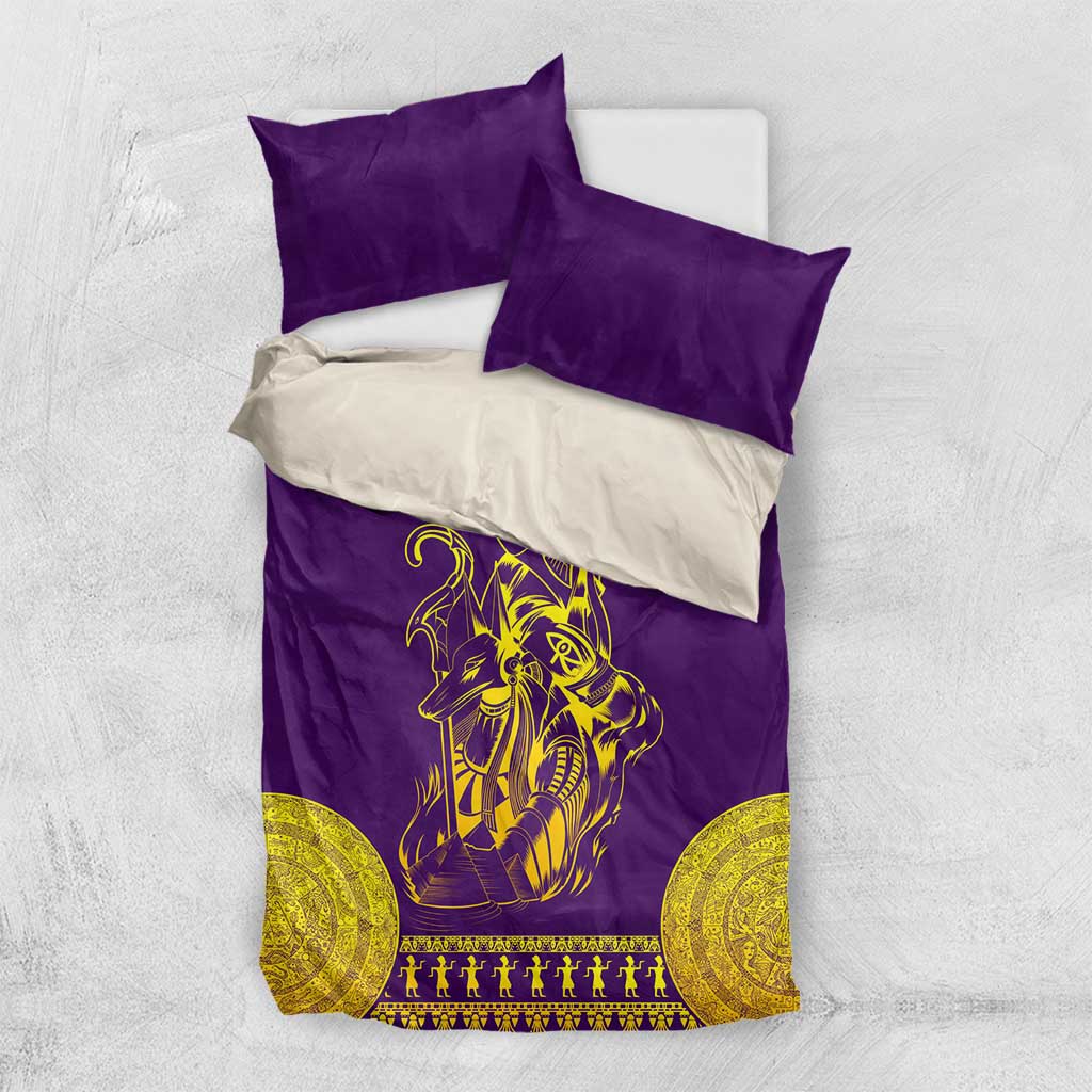 Anubis and Horus Bedding Set Egyptian God Purple DT02