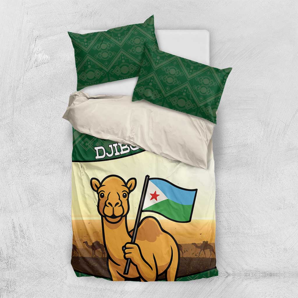 African Djibouti Bedding Set Camel Holding Jabuuti Flag DT05