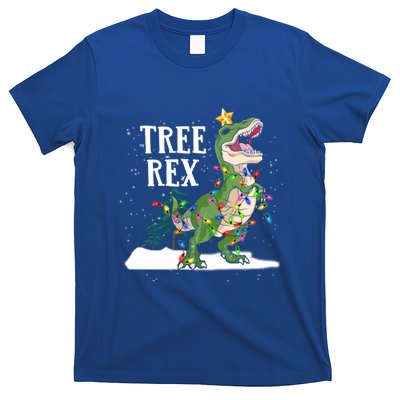 Dinosaur Trex Christmas Lights Funny Tree Rex Funny Gift T-Shirt
