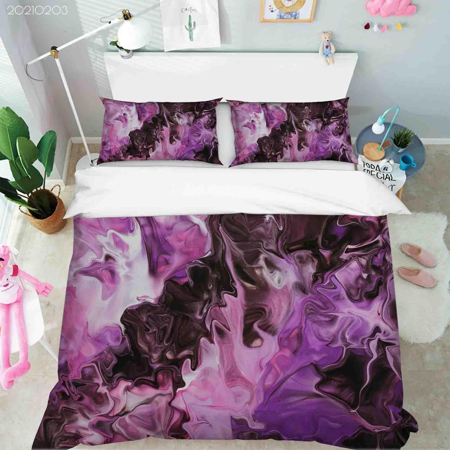 3D Abstract Purple Marble Texture Quilt Cover Set Bedding Set Duvet Cover Pillowcases 96