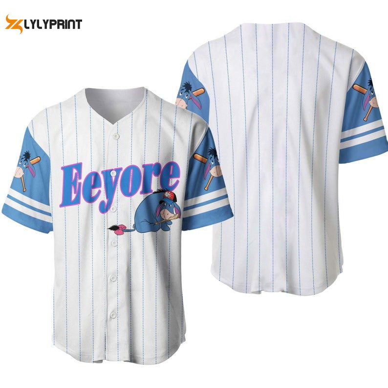 Eeyore Donkey Winnie The Pooh All Over Print Pinstripe Baseball Jersey - lylyprint.com