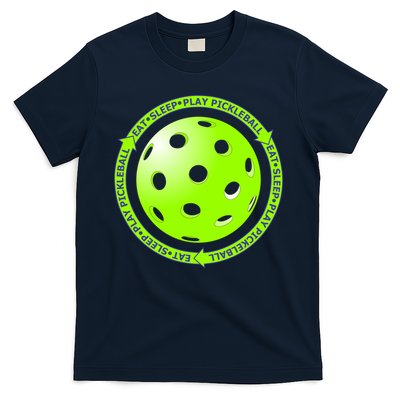 Eat Sleep Pickleball Circle | Fun Pickleball | Green Pickleball T-Shirt