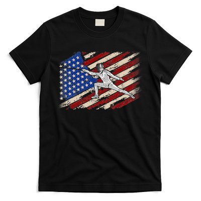 Fencing American Flag Fencer USA Foil Epee Saber Patriotic T-Shirt
