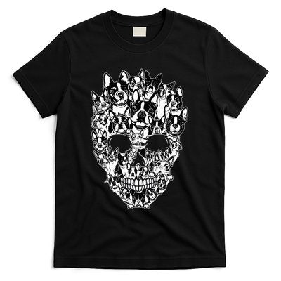 Funny Boston Terrier Skull Dog Skeleton Halloween T-Shirt