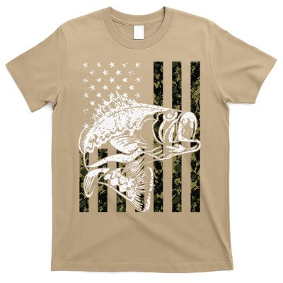 Fishing Camouflage American Flag Fisherman T-Shirt