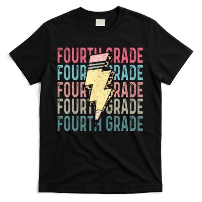 Fourth Grade Lightning Bolt Pencil Retro Teacher T-Shirt